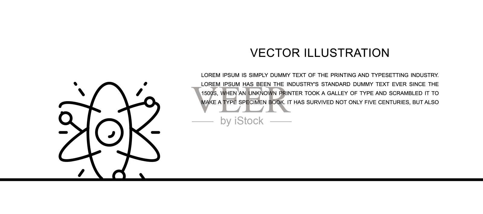 矢量原子，分子，科学一行图标。连续一行插画图片素材