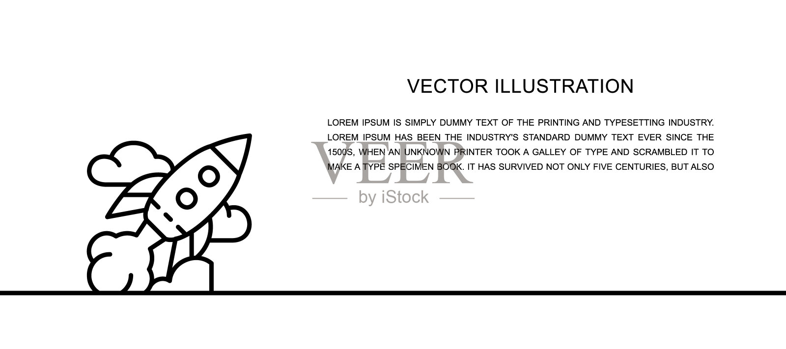 矢量火箭，启动一行图标。连续一行插画图片素材