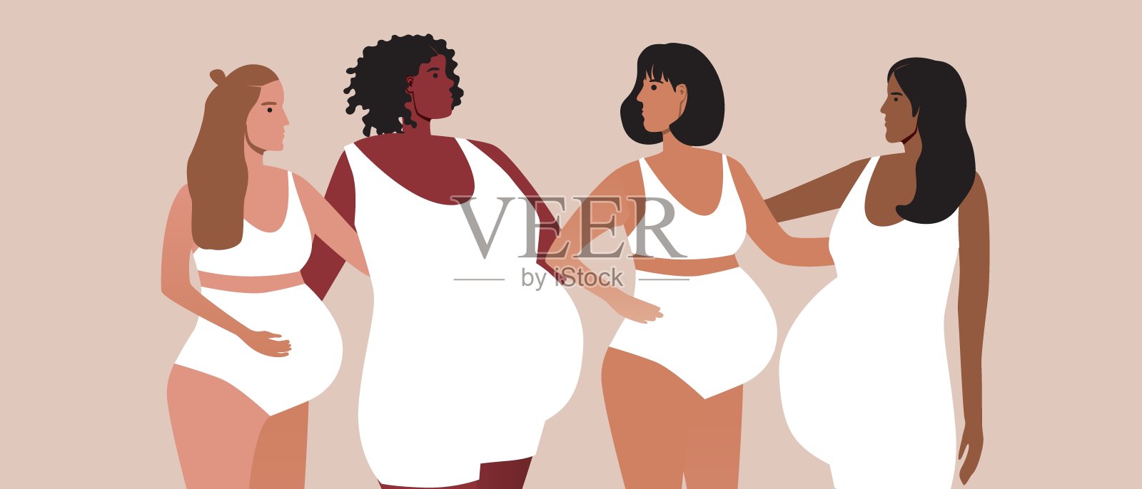 两个年轻的女人插画图片素材