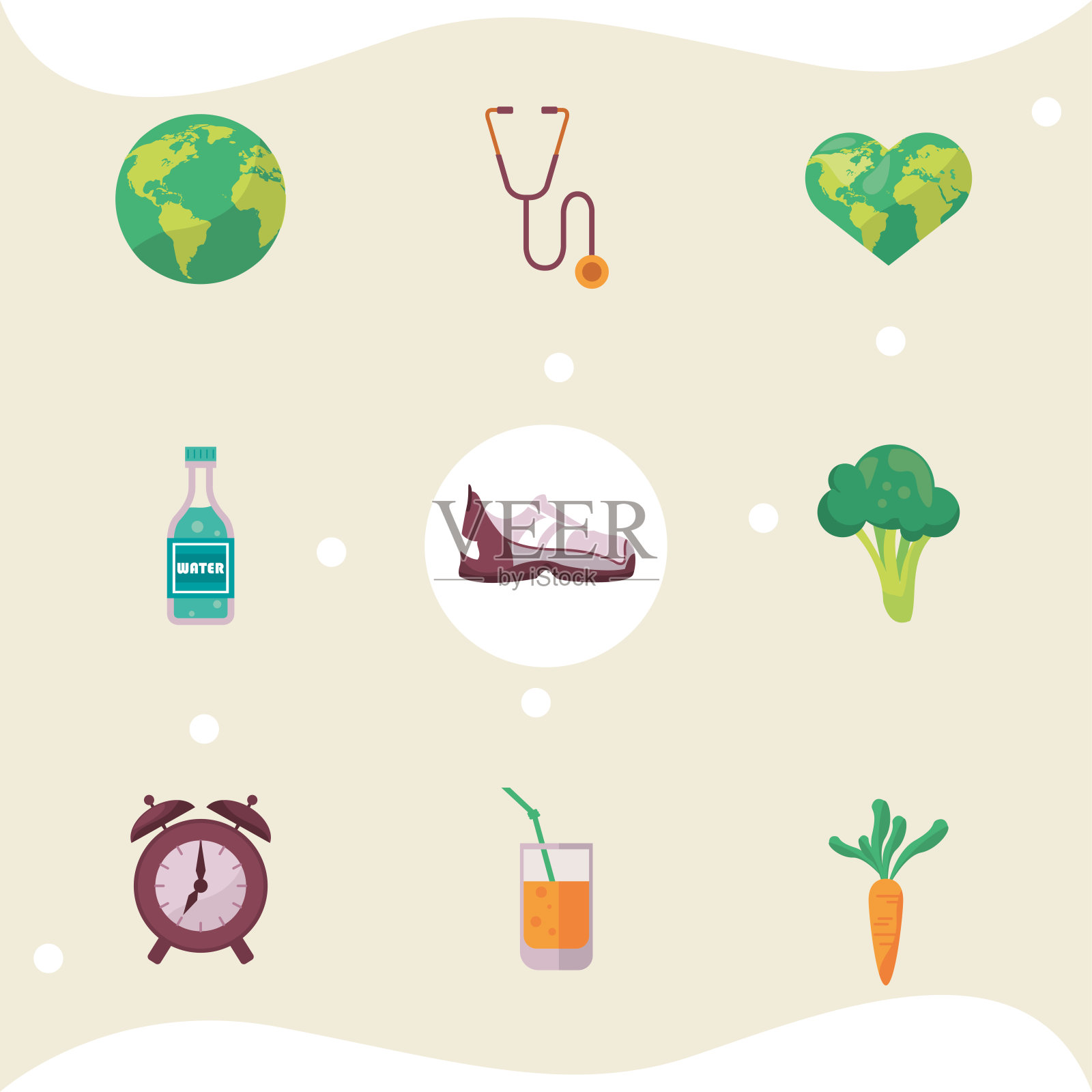 九大健康日图标插画图片素材