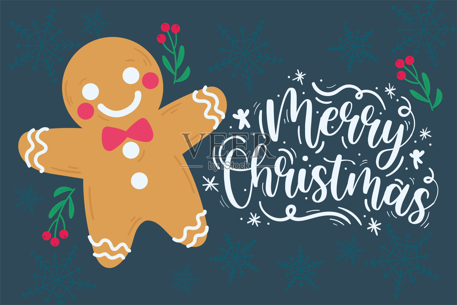 姜饼人圣诞贺卡矢量插画图片素材