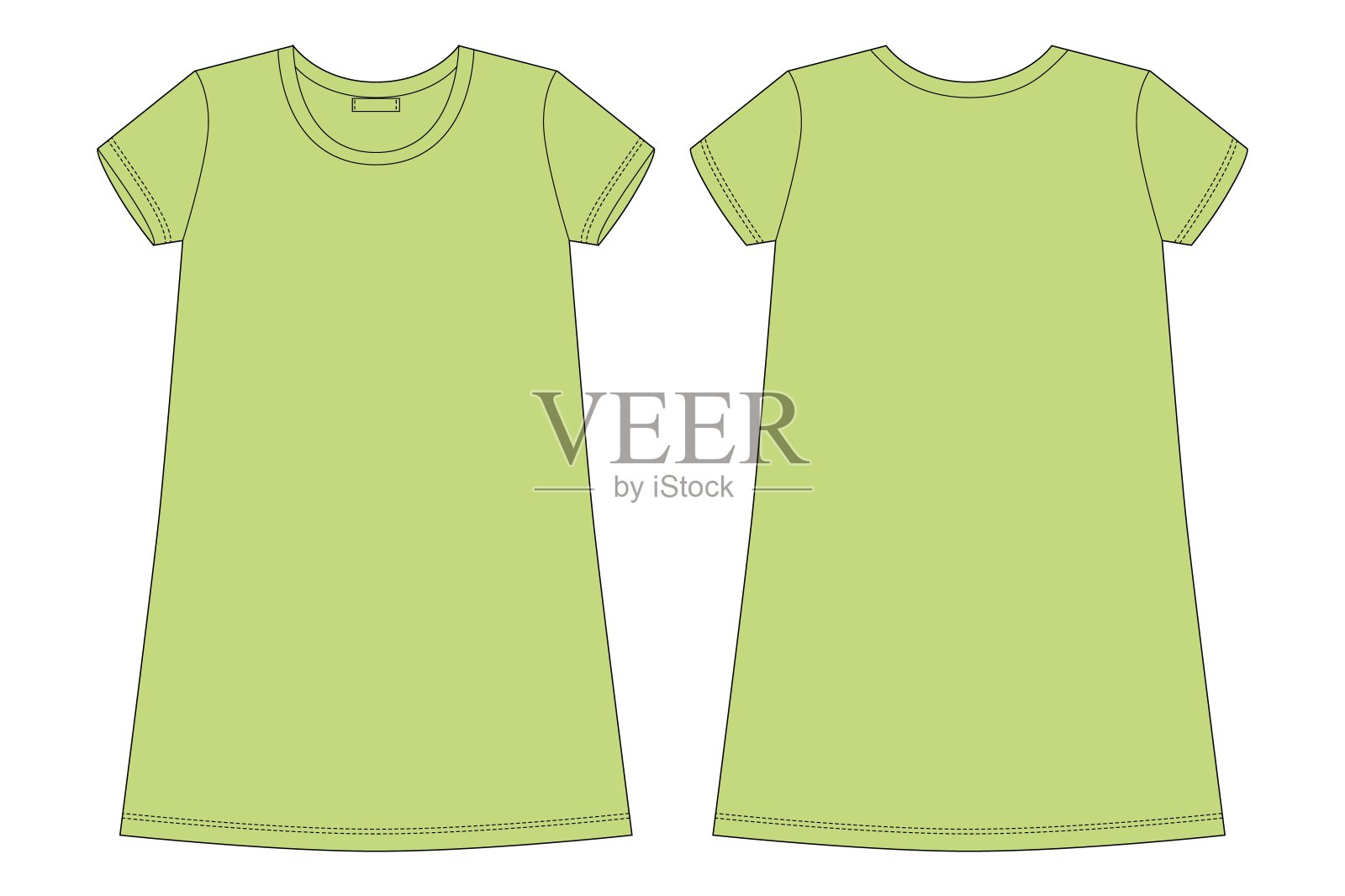 棉衬衫工艺小图。绿色插画图片素材