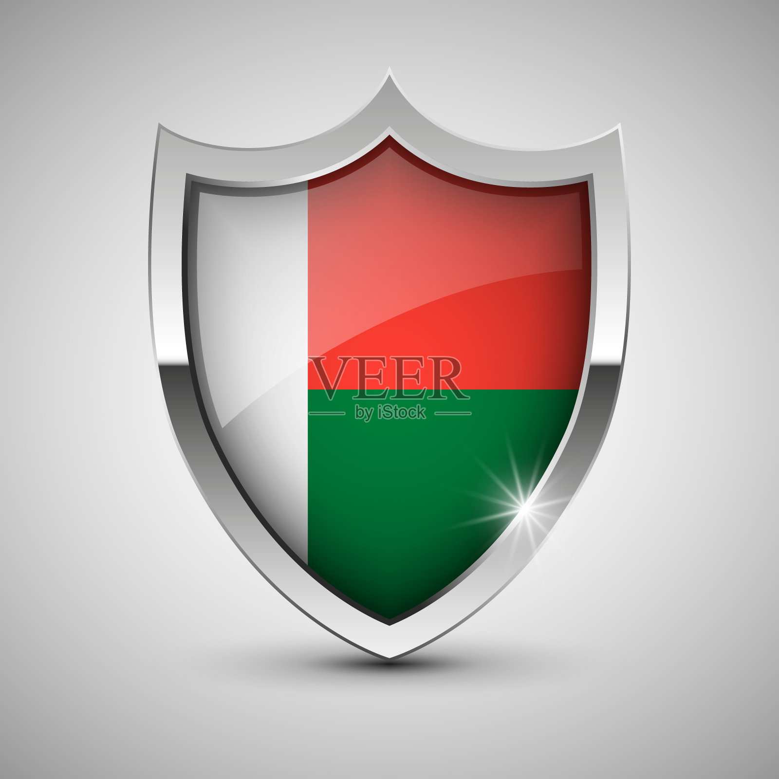 EPS10矢量爱国盾马达加斯加旗颜色。插画图片素材