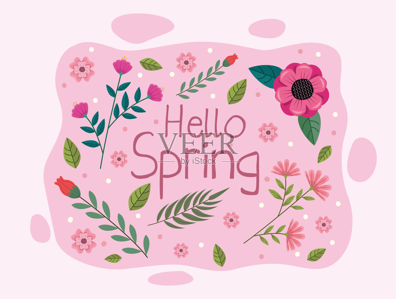 你好弹簧卡插画图片素材