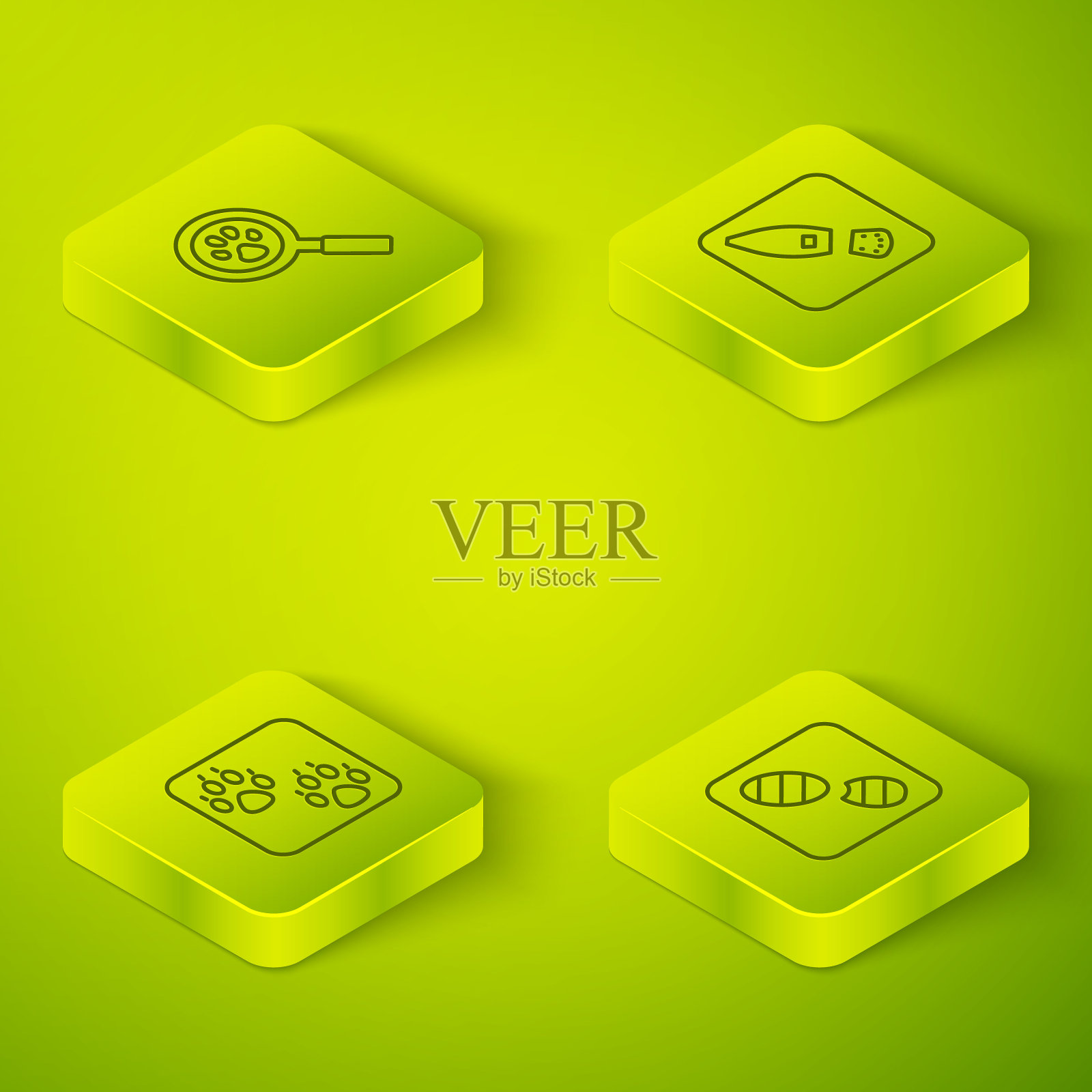 设置等距线人的脚印鞋，爪，和搜索图标。向量图标素材