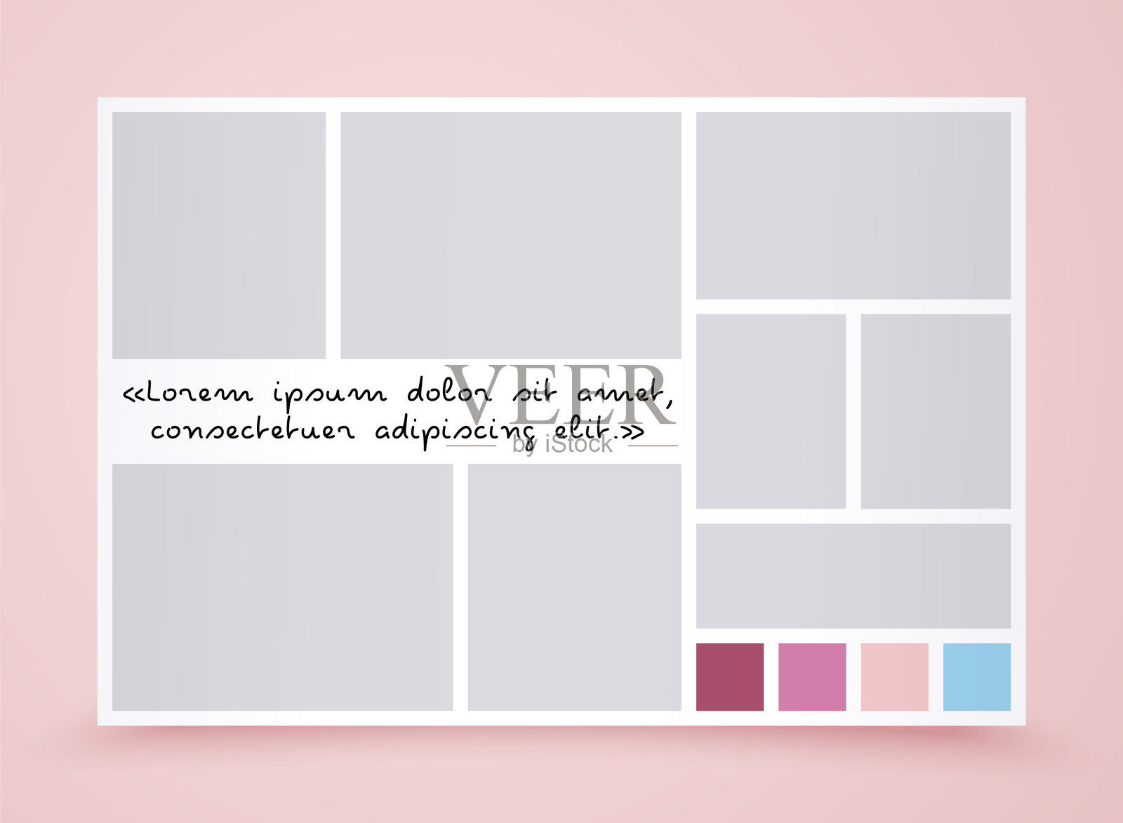 Moodboard模板。照片拼贴。矢量插图。空的马赛克图片。插画图片素材