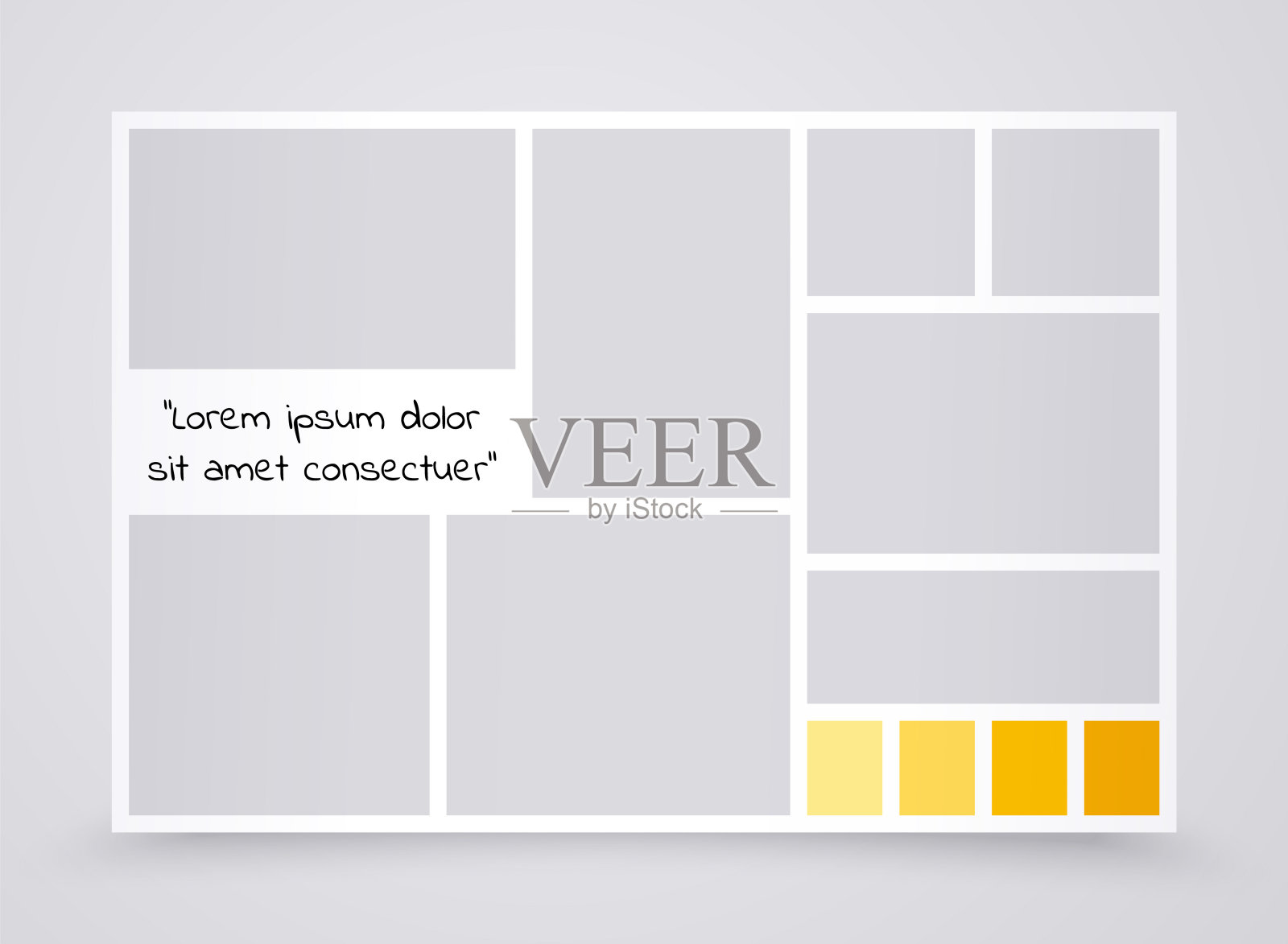 照片拼贴模板。Moodboard布局。矢量插图。插画图片素材