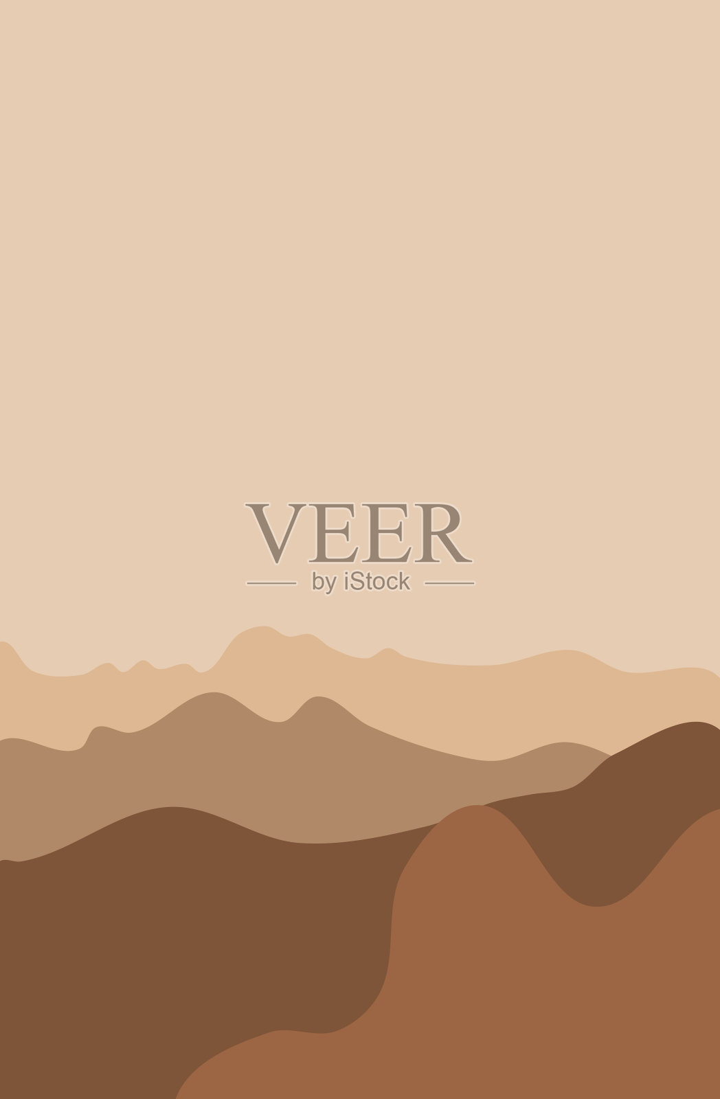 抽象风景海报。现代背景平面设计，现代波西米亚山脉极简主义墙壁装饰。插画图片素材