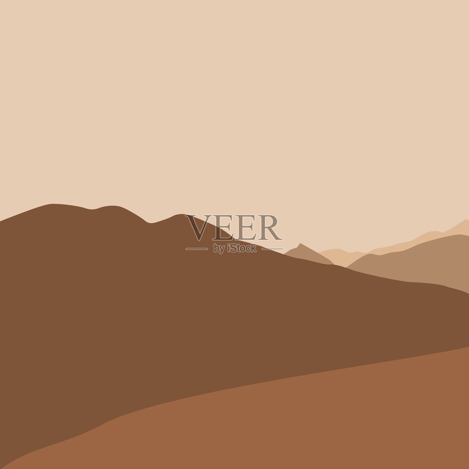 抽象风景海报。现代背景平面设计，现代波西米亚山脉极简主义墙壁装饰。插画图片素材