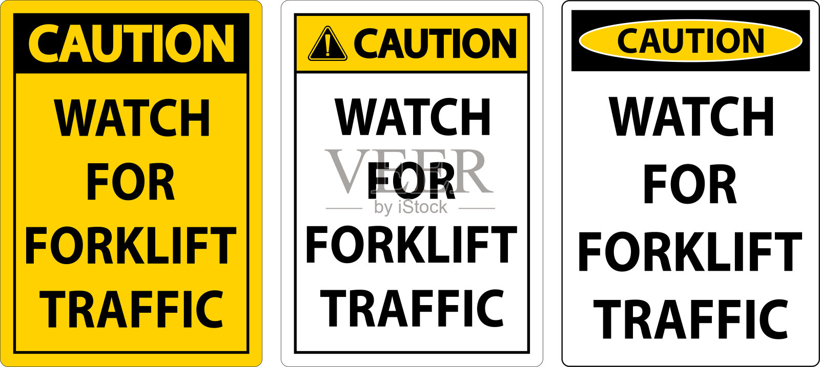 注意白色背景的叉车交通标志插画图片素材