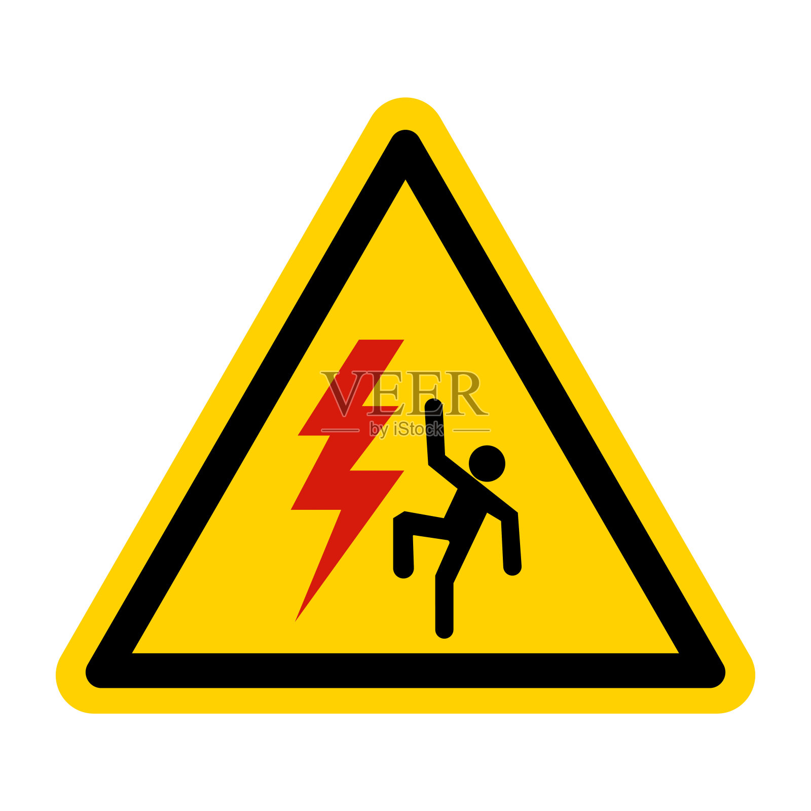 高压黑色图标，高压架空隔离在白色背景上插画图片素材