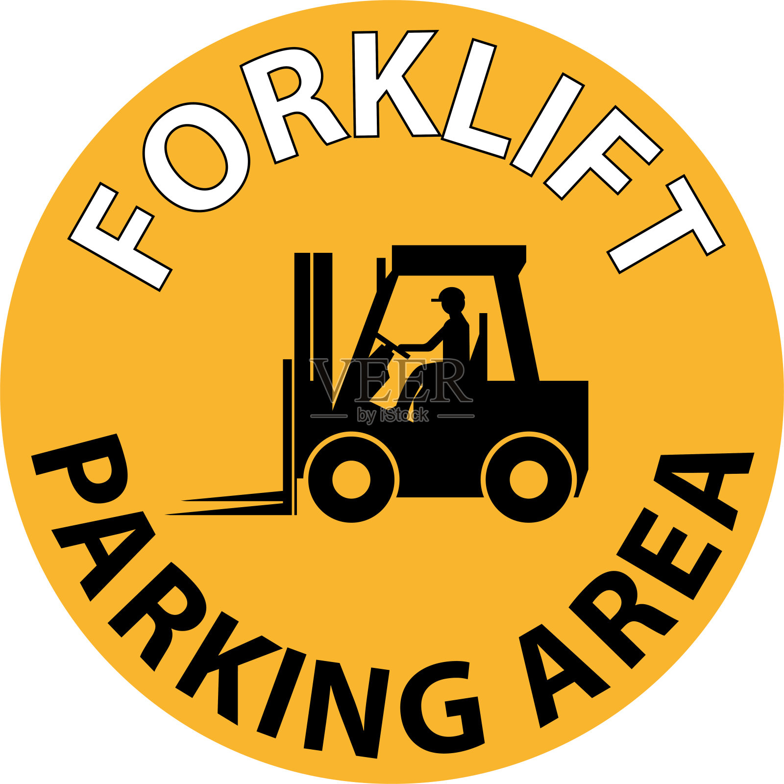 叉车停车场标志在白色背景上插画图片素材