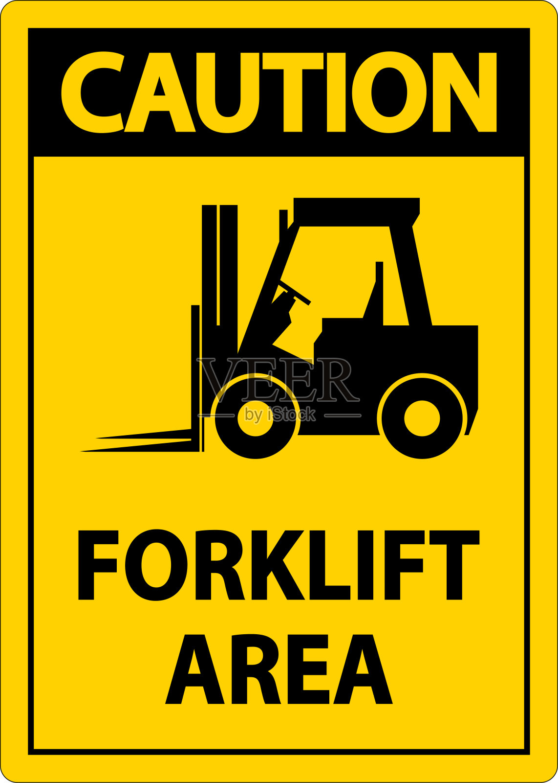 白色背景的叉车区双向警告标志插画图片素材