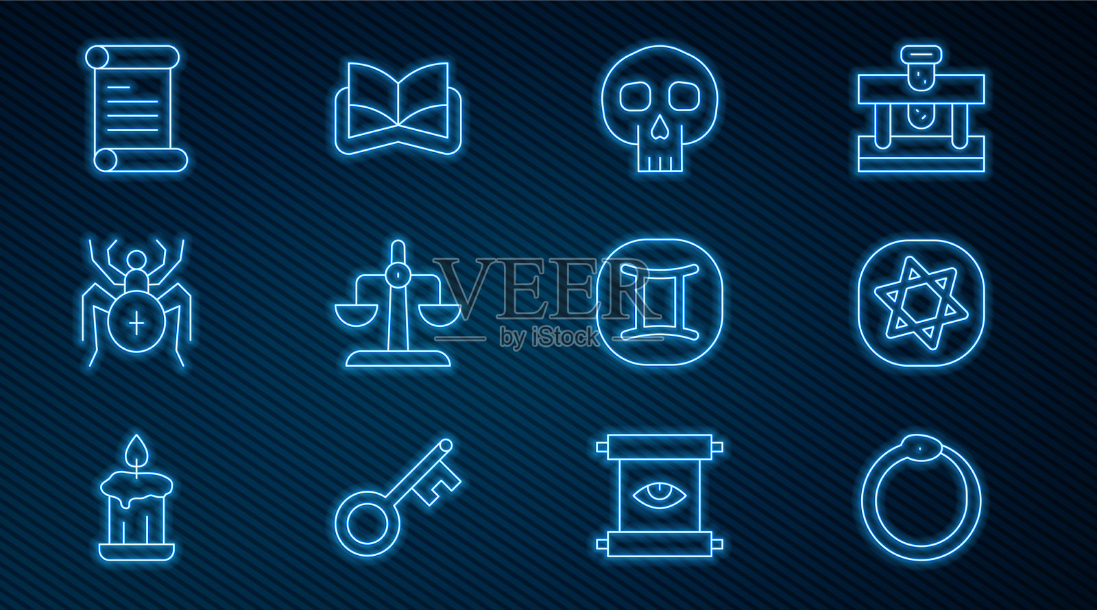 盘行衔尾蛇塔罗牌头盖骨天秤座图标素材