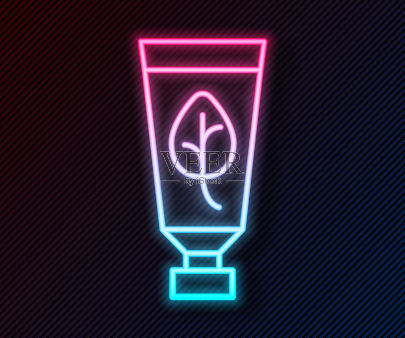 发光霓虹灯线有机化妆品图标孤立插画图片素材