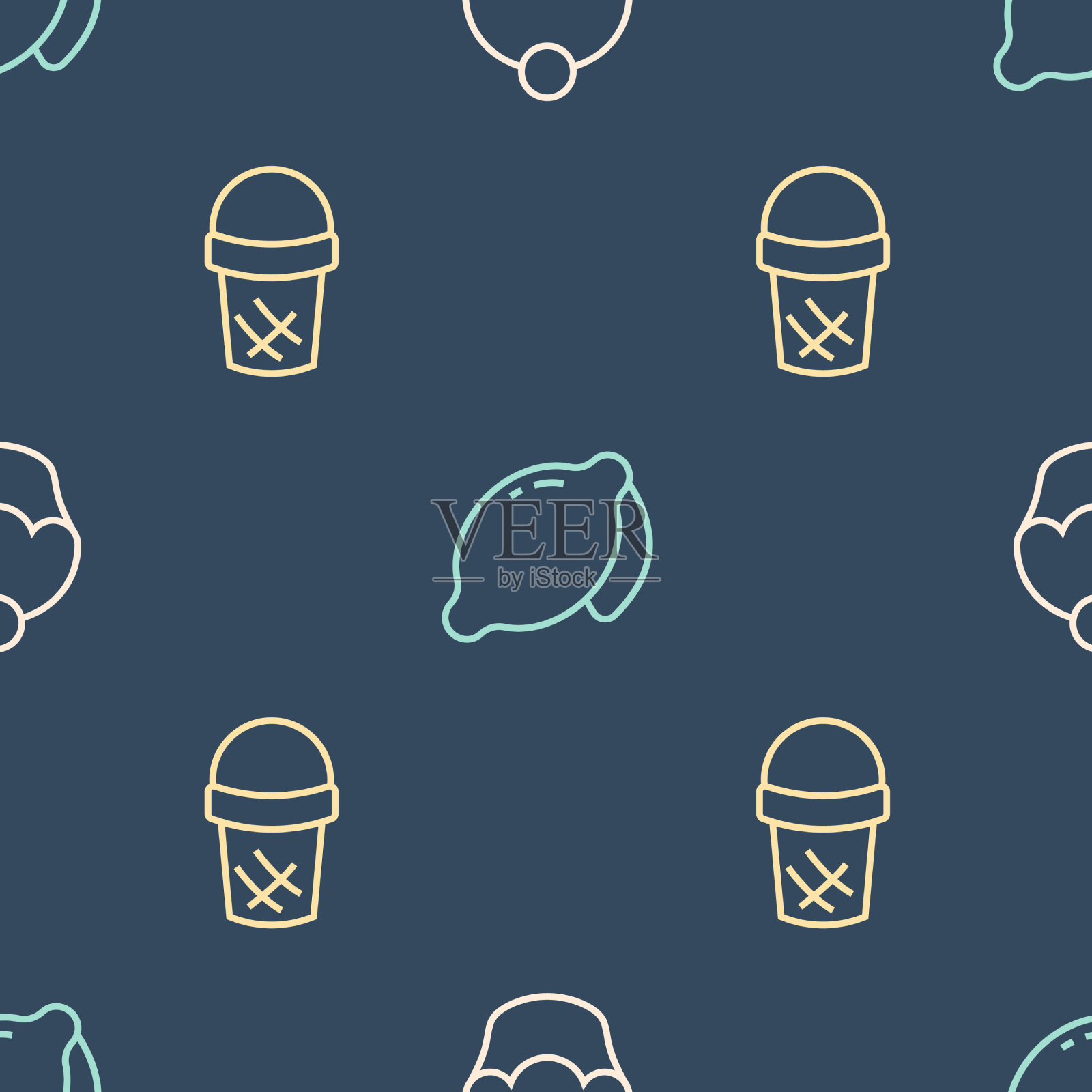 放松饼、冰淇淋、华夫饼和柠檬图标素材