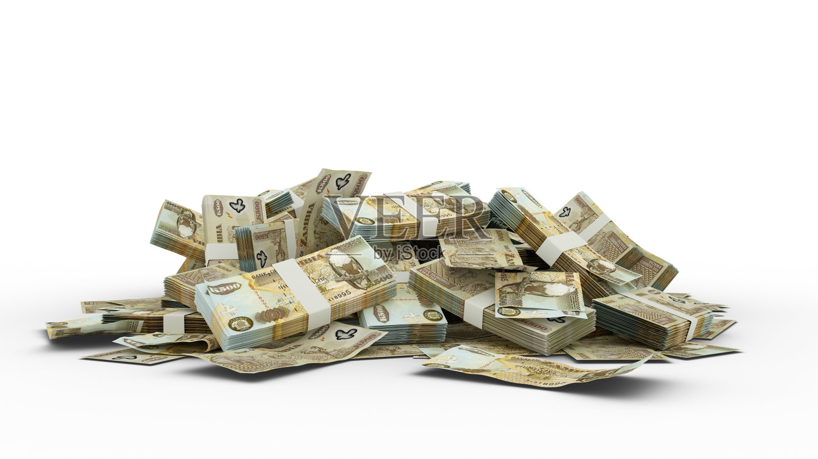 3D堆栈500赞比亚克瓦查纸币照片摄影图片