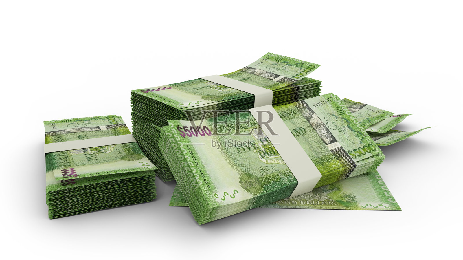 3D堆叠的圭亚那美元钞票照片摄影图片