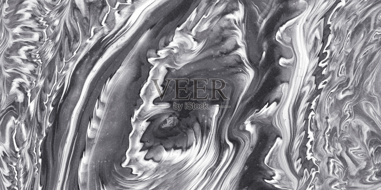 水波插画，流体丙烯酸颜料，黑白墨飞溅，抽象艺术，纹理或背景插画图片素材