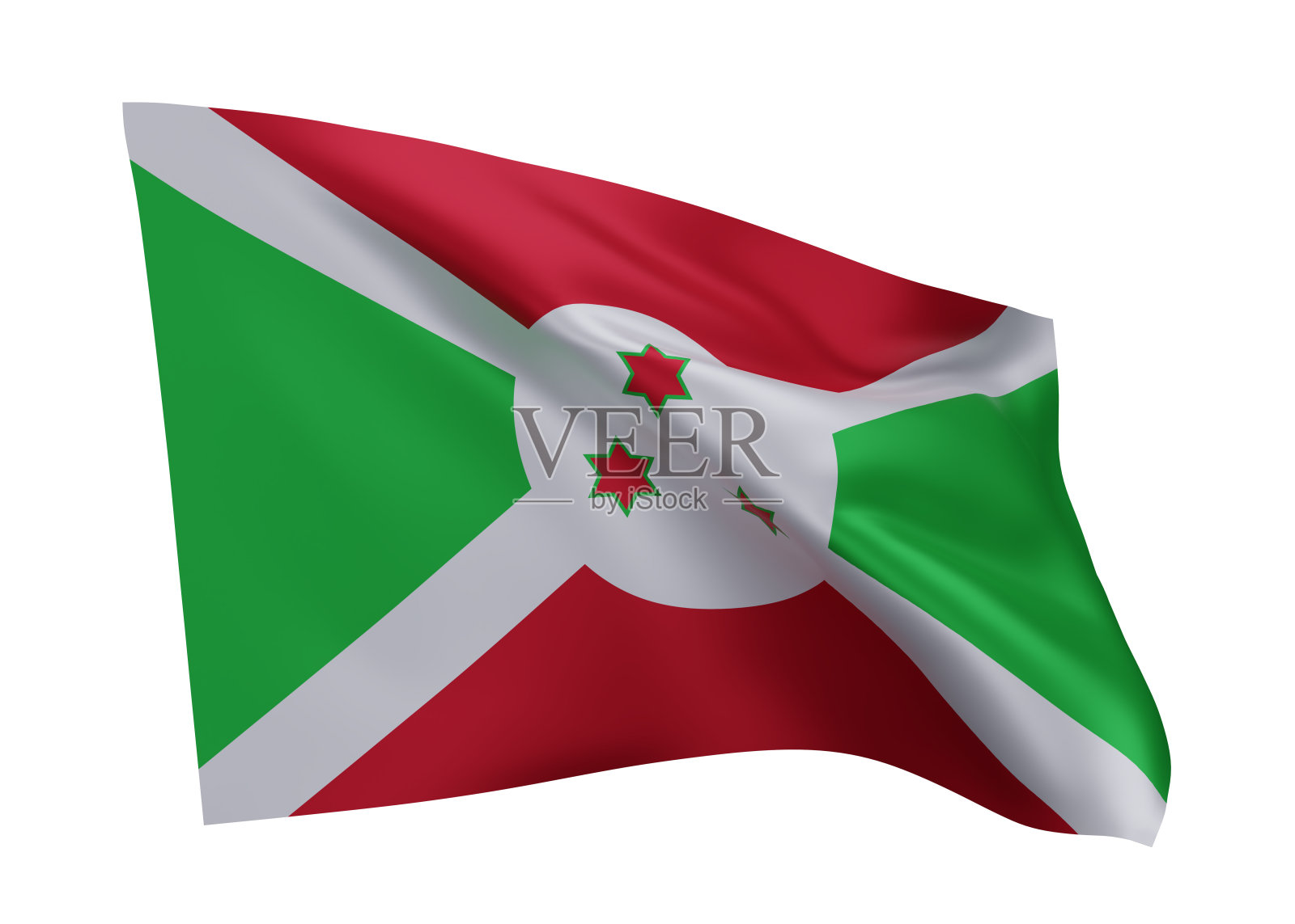 3d布隆迪国旗孤立在白色背景下。3 d渲染。照片摄影图片