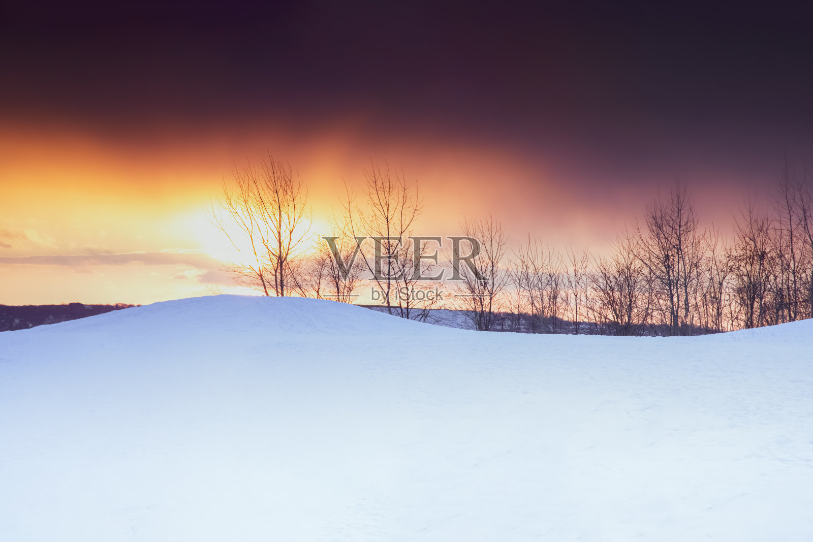 冬天日落照片摄影图片