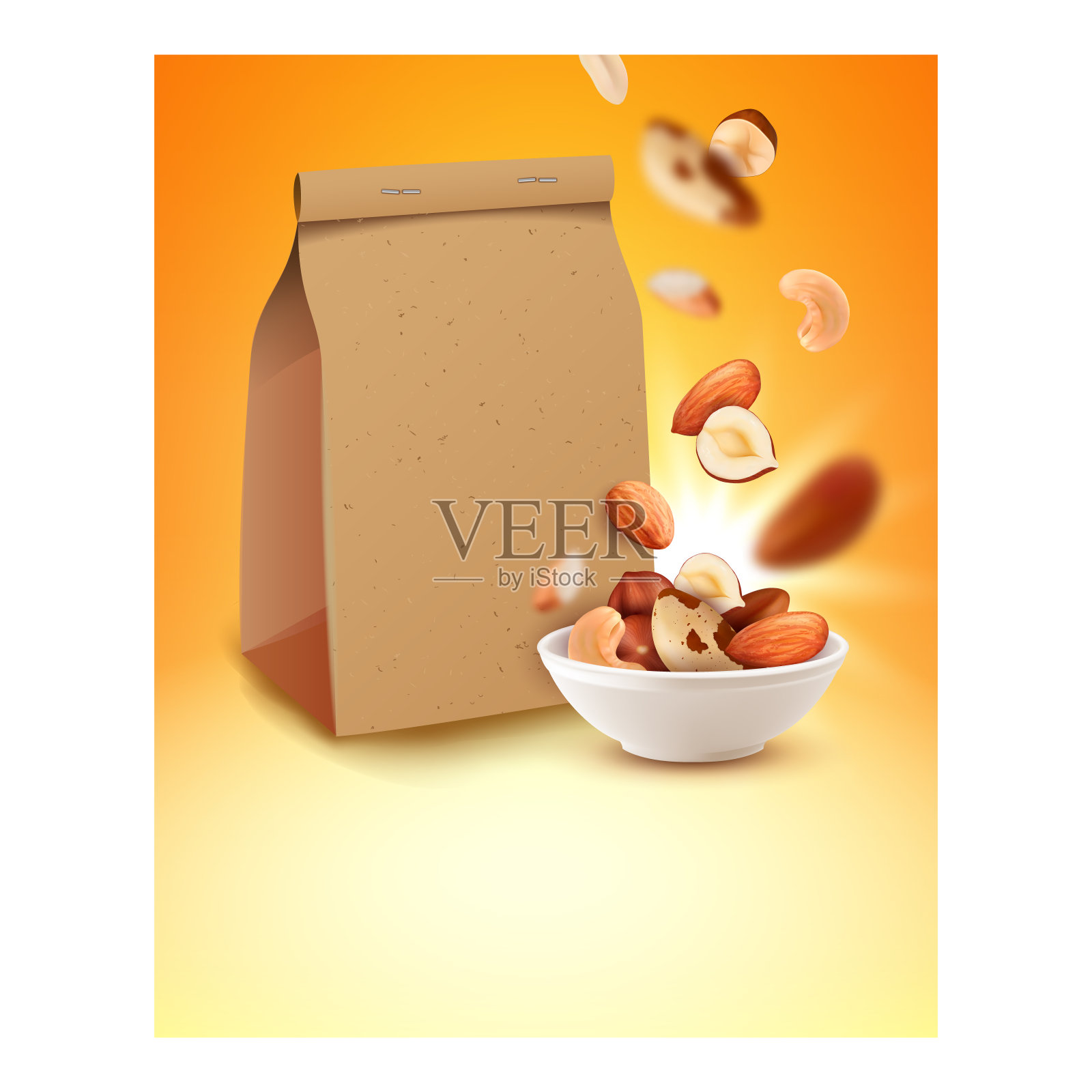 混合坚果空白包装推广横幅向量插画图片素材