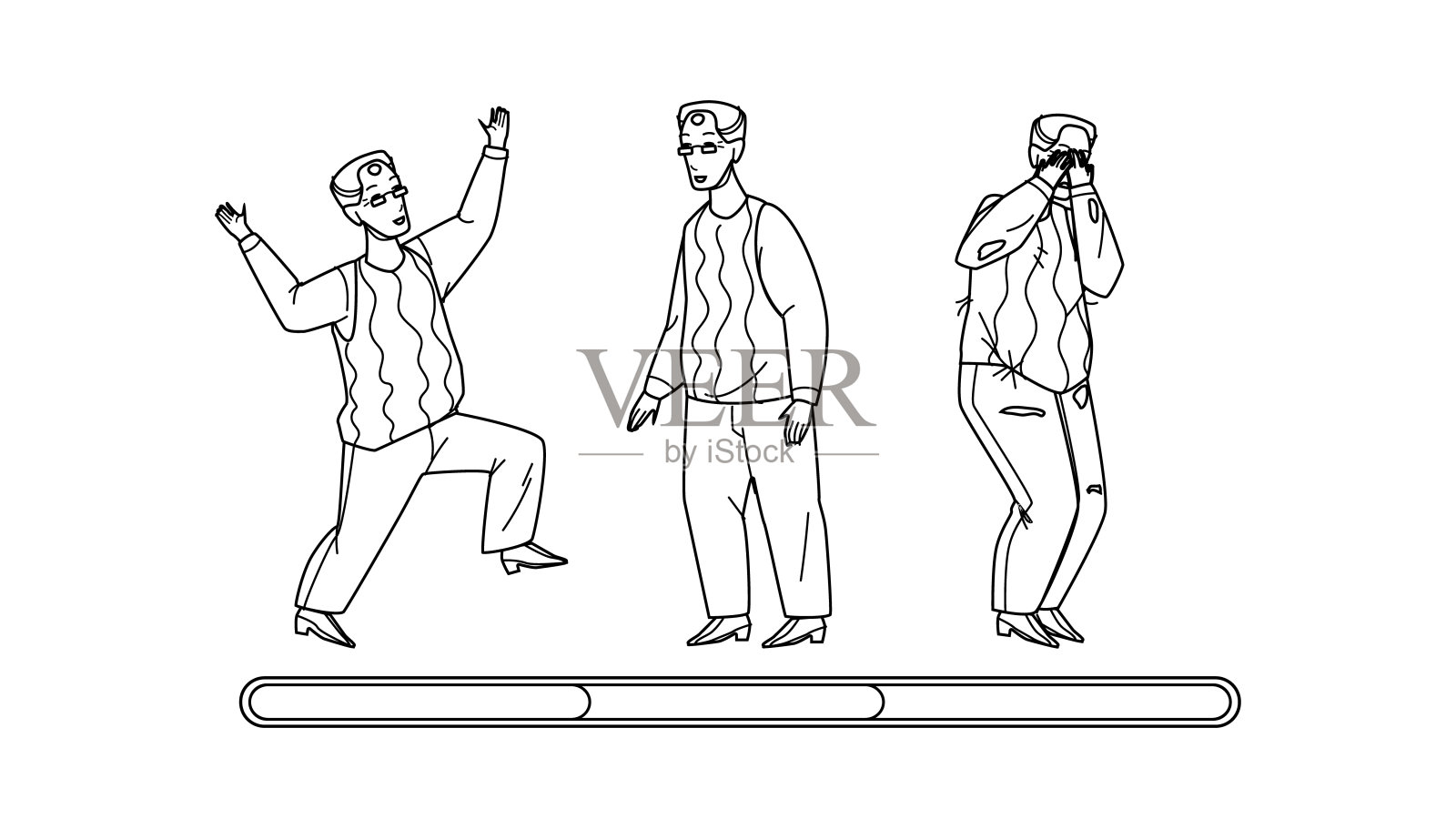 爷爷心情大笑，微笑和不开心的向量插画图片素材