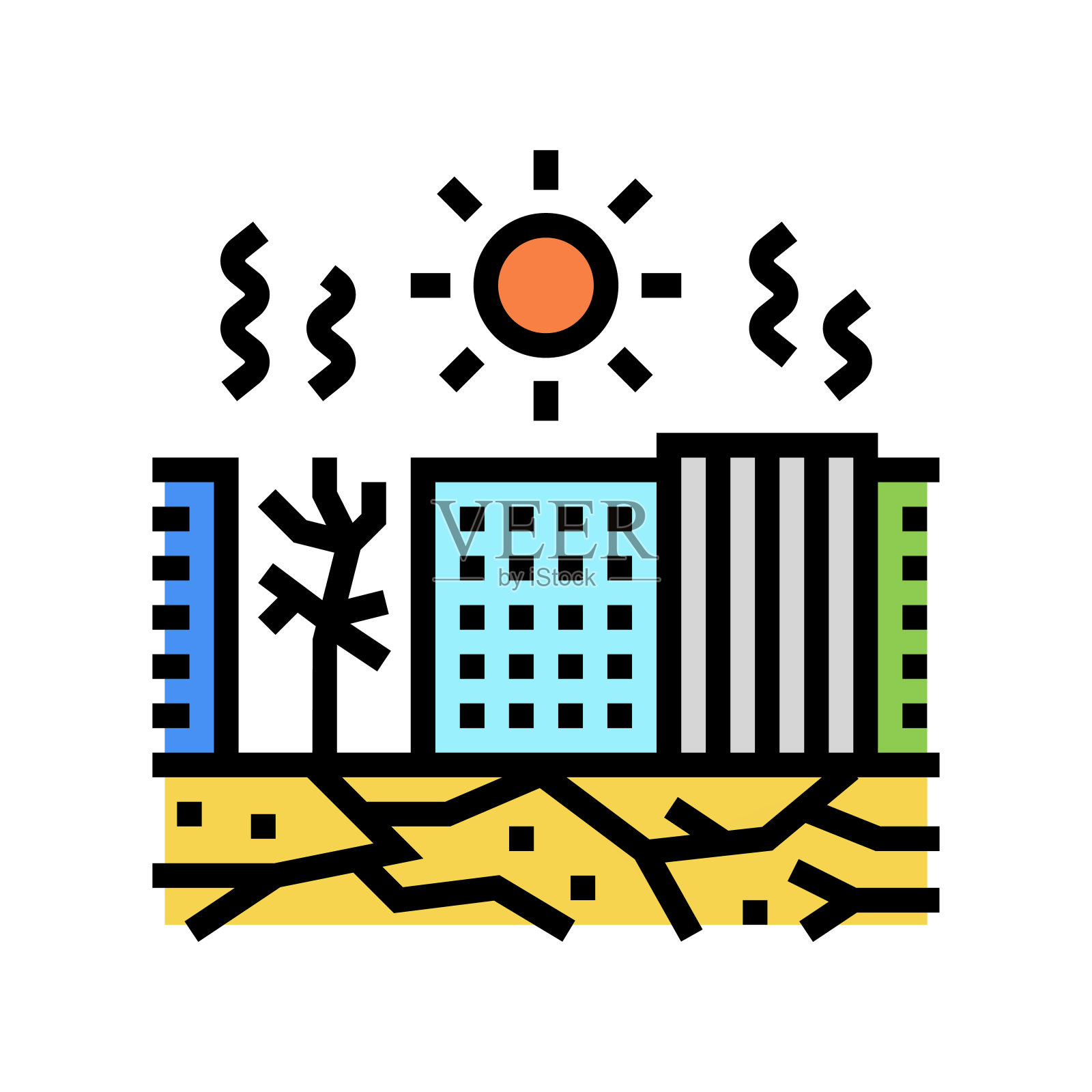 热灾彩色图标矢量插图插画图片素材