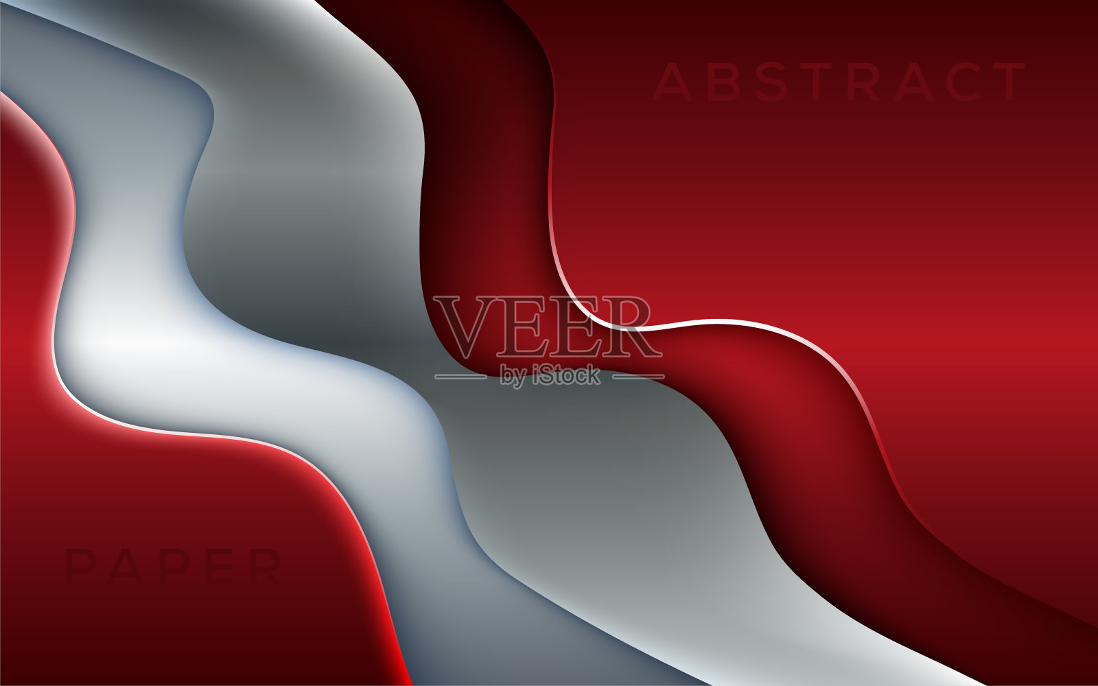 金属框架抽象红色和白色金属与光银色和光泽线设计背景现代数字技术概念壁纸，横幅模板插画图片素材