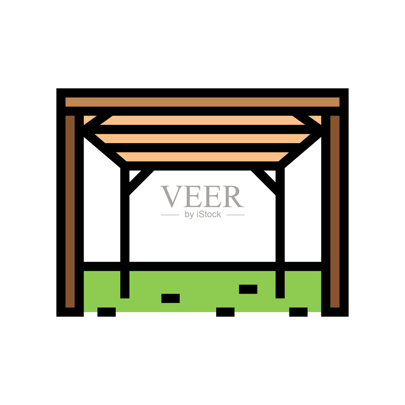 凉棚后院建设颜色图标矢量插图插画图片素材