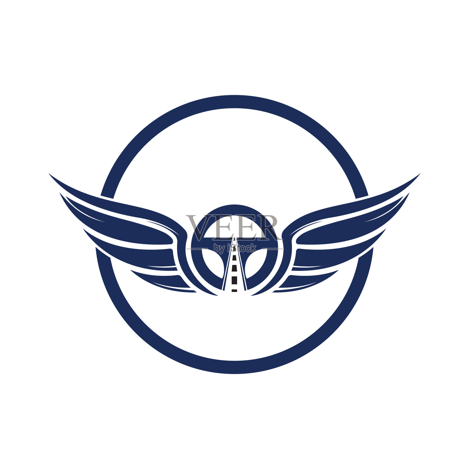 驾校矢量标志设计。转向与翅膀图标矢量设计。插画图片素材