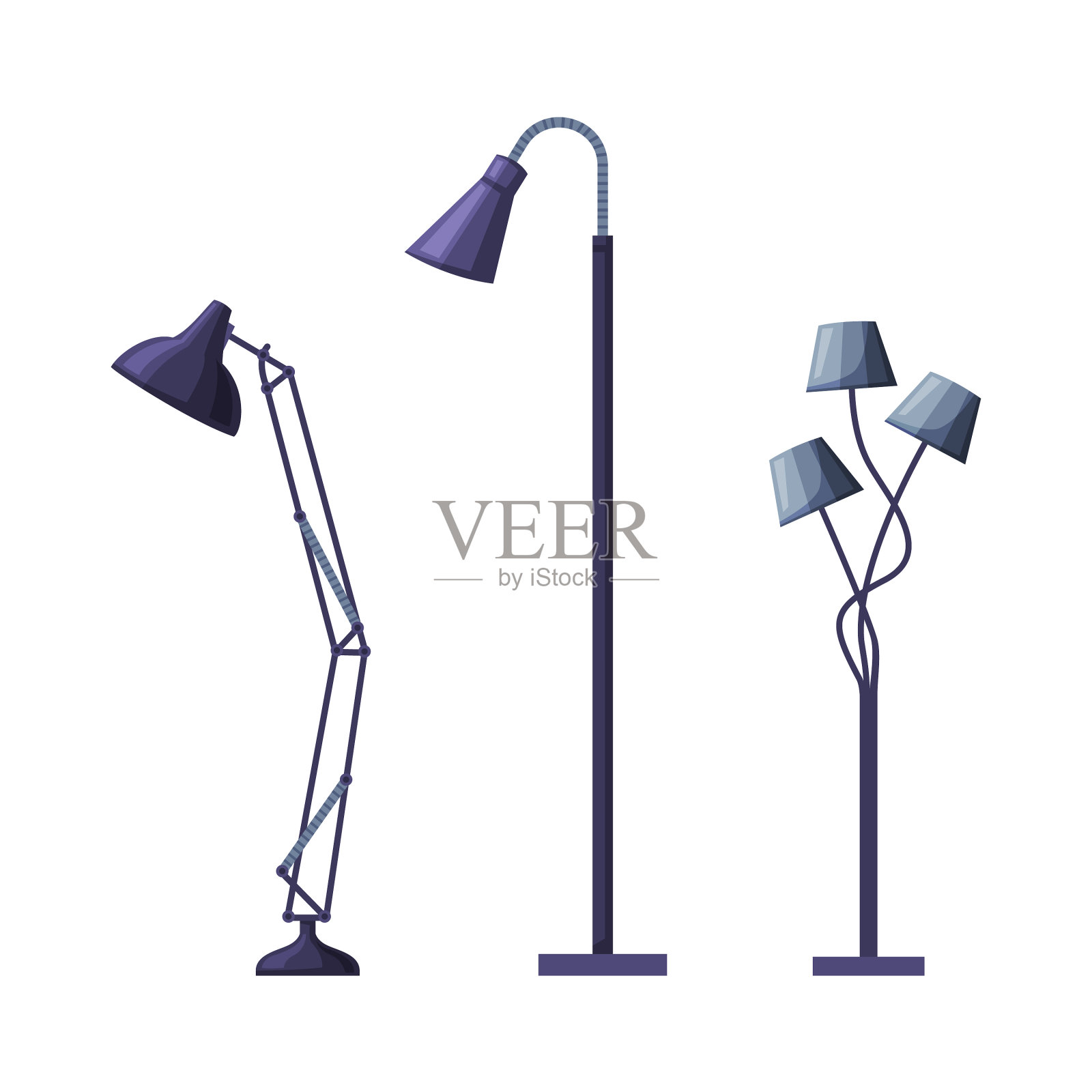 经典的金属落地灯适用于办公室或家庭设计元素图片