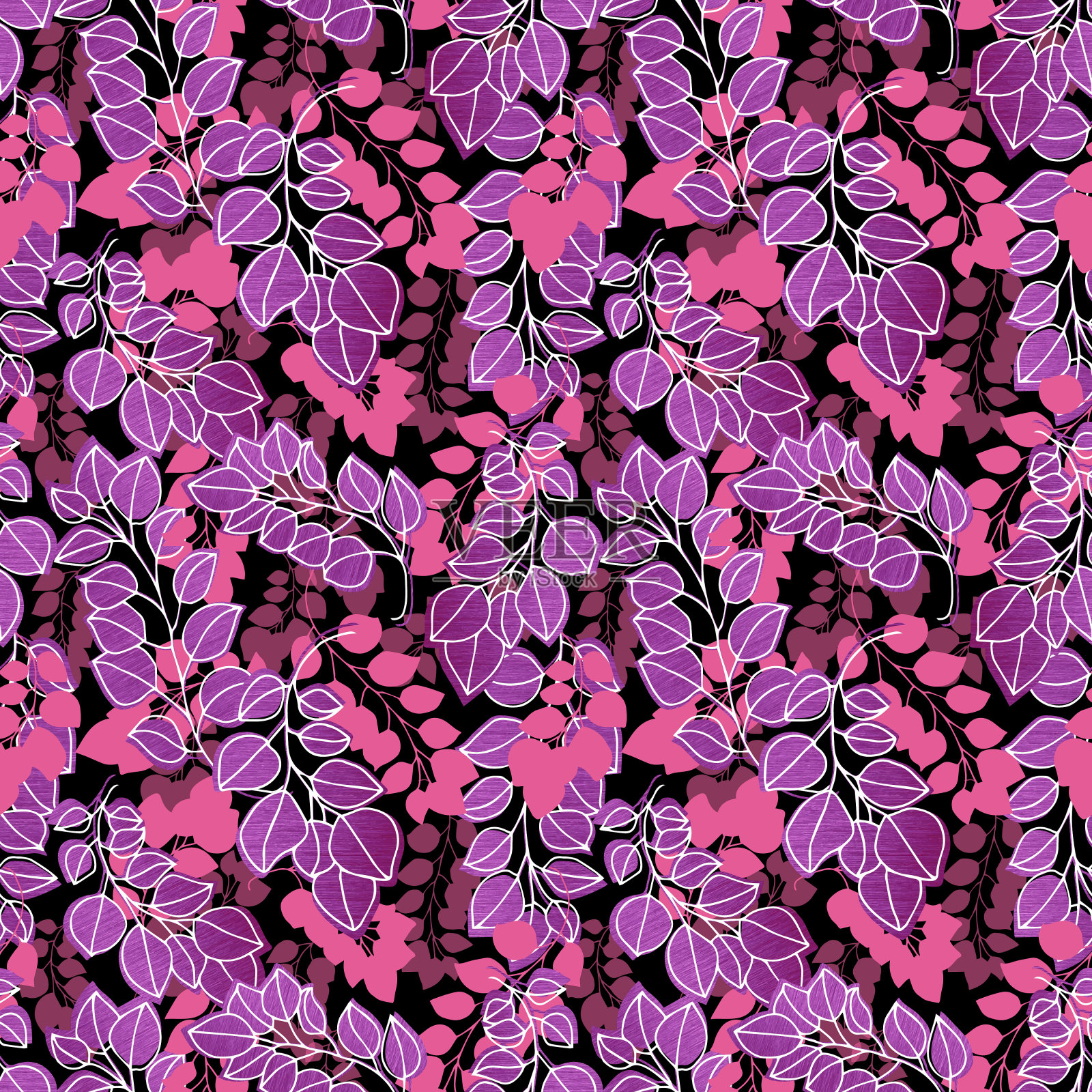 秋天金属叶矢量无缝图案。布料、印刷品、包装和明信片的背景插画图片素材