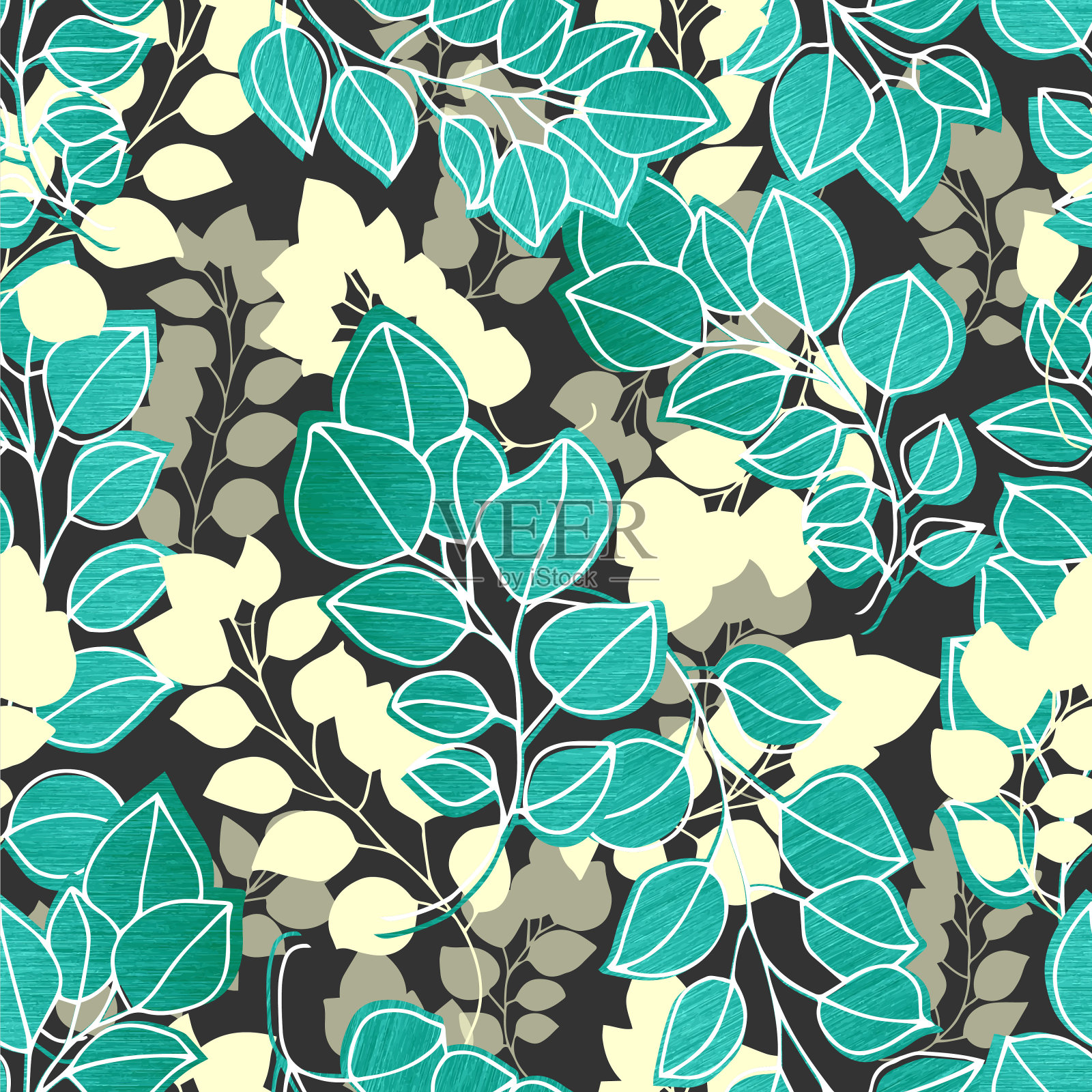 秋天金属叶矢量无缝图案。布料、印刷品、包装和明信片的背景插画图片素材