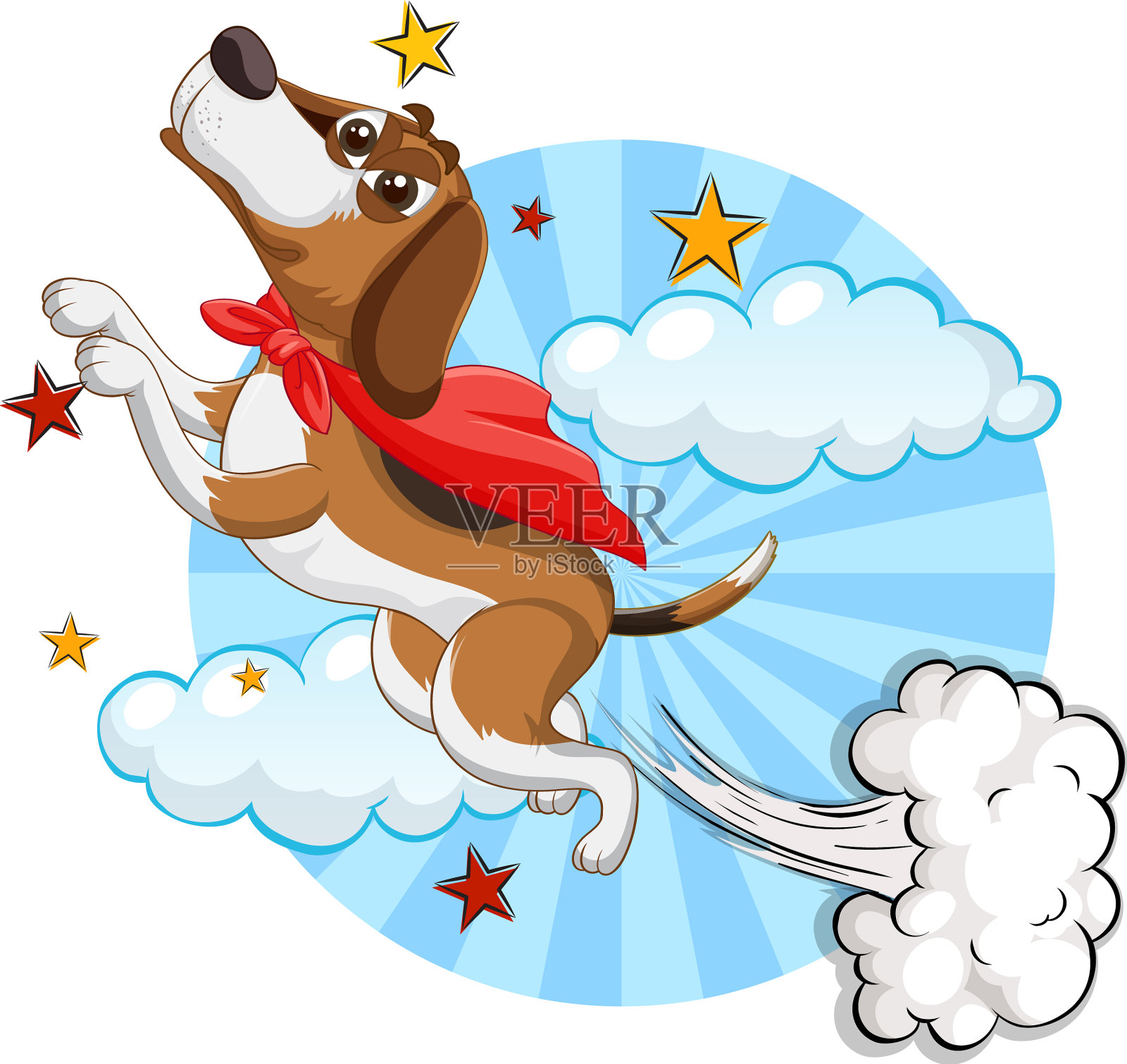 披着红斗篷的狗在天空中飞翔设计元素图片