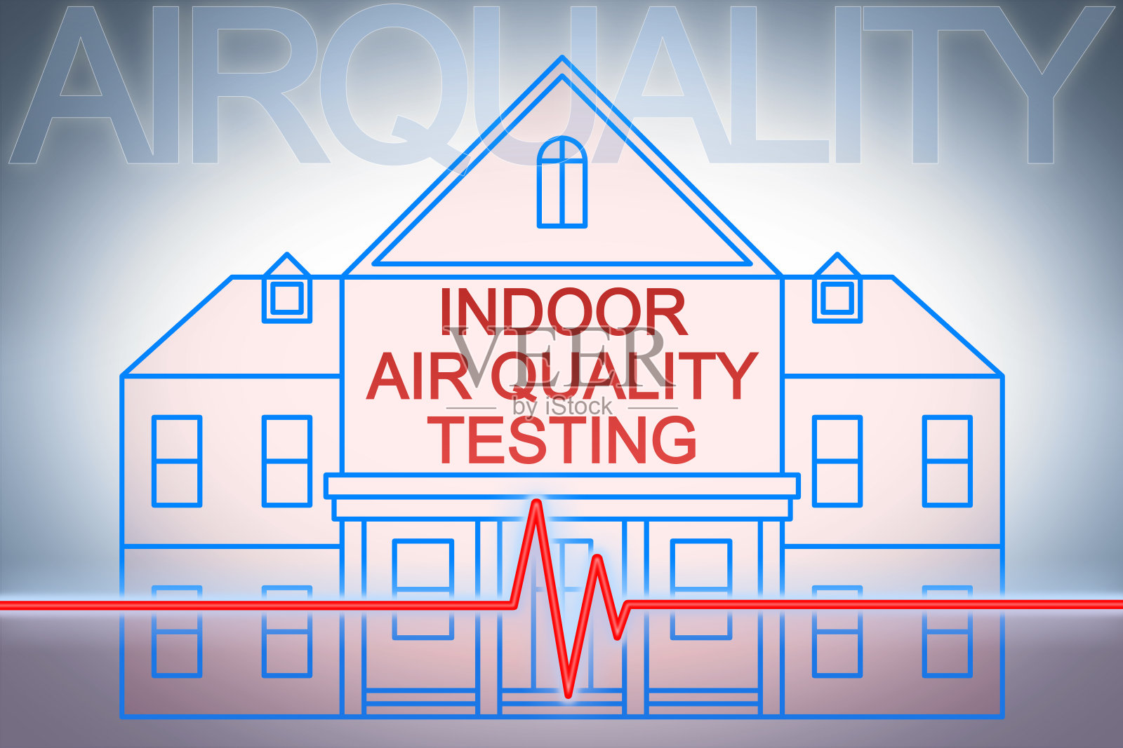 室内空气质量检测-概念，室内污染物检查表，美式家居图标插画图片素材