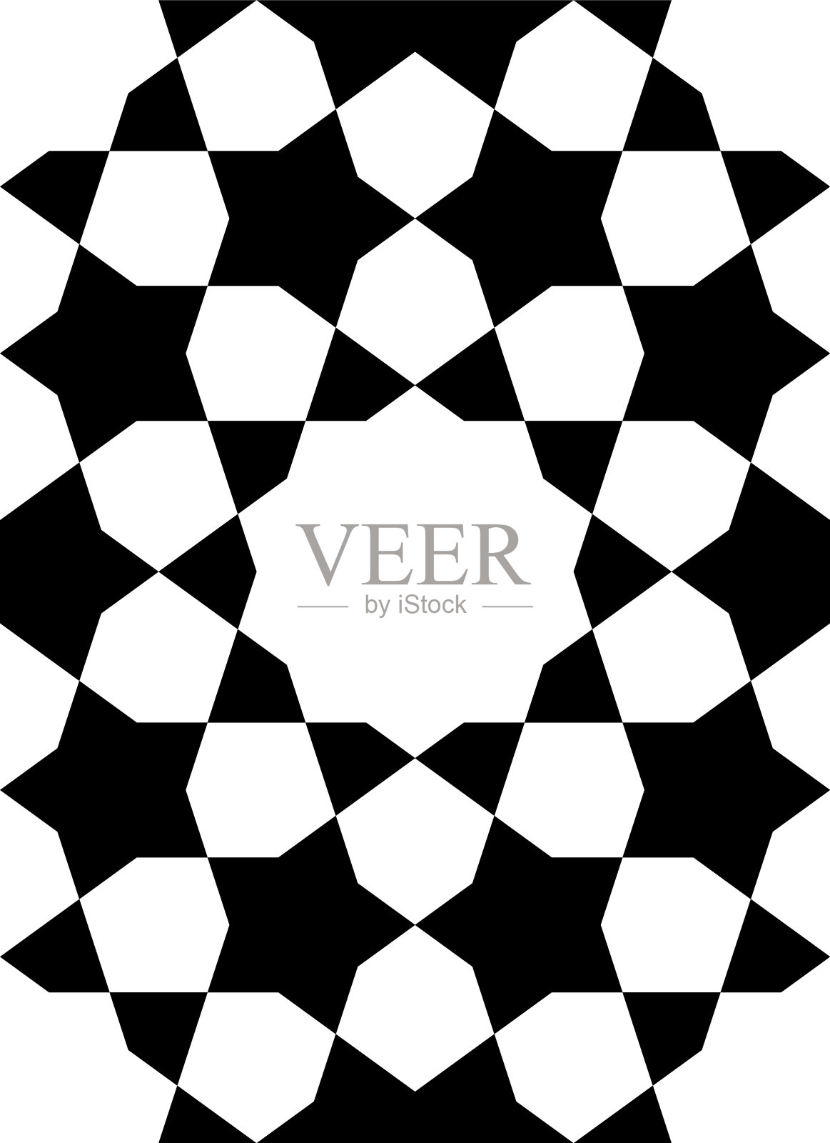 基于传统伊斯兰艺术的无缝几何装饰。黑色和白色。插画图片素材