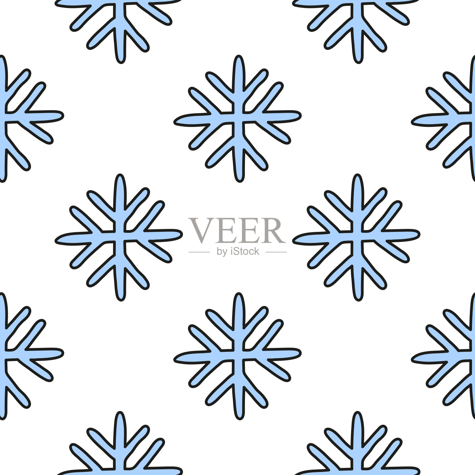 无缝图案与涂鸦雪花。插画图片素材