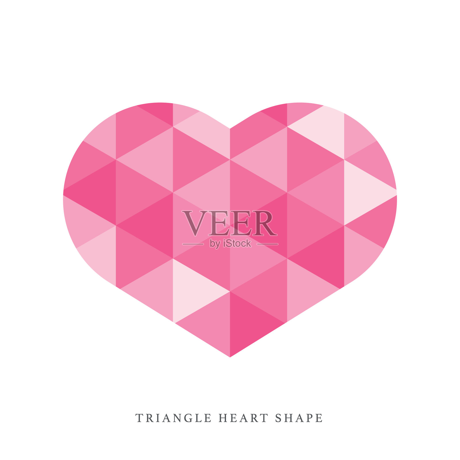 三角形心脏形状矢量插图。插画图片素材