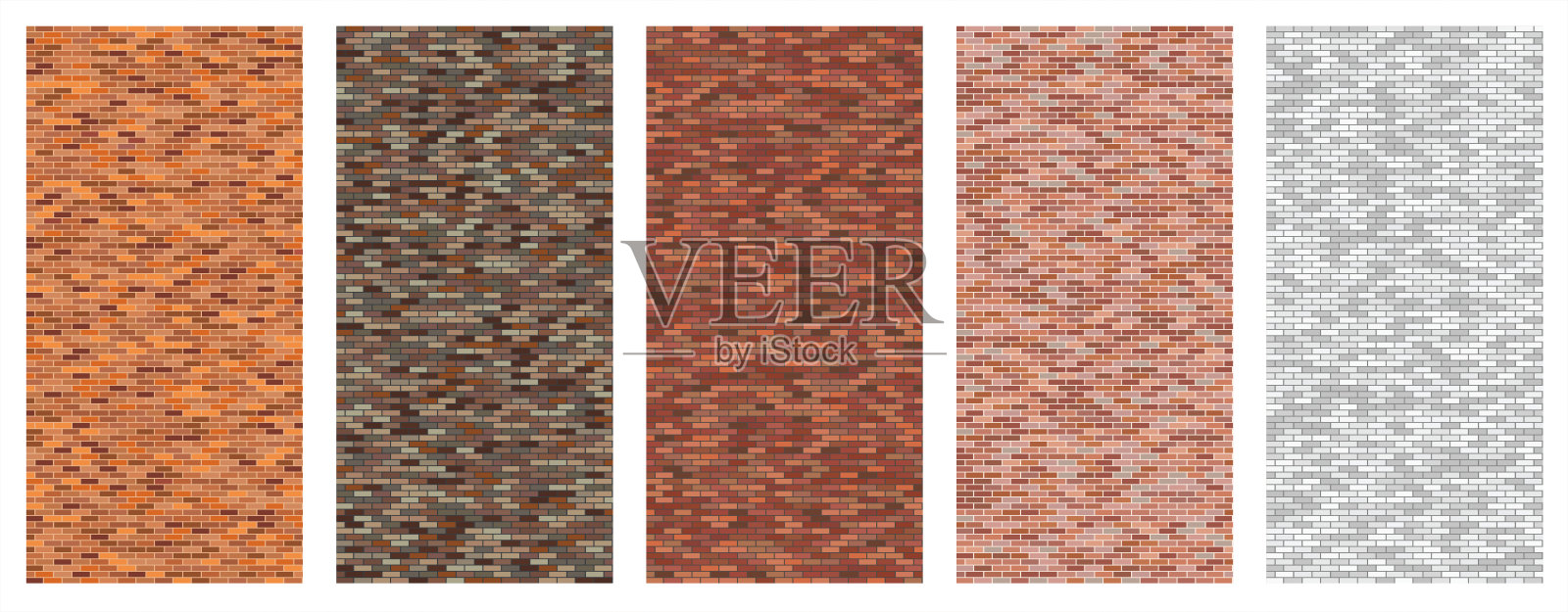 砖墙纹理图案集，随机砖块纹理集合插画图片素材