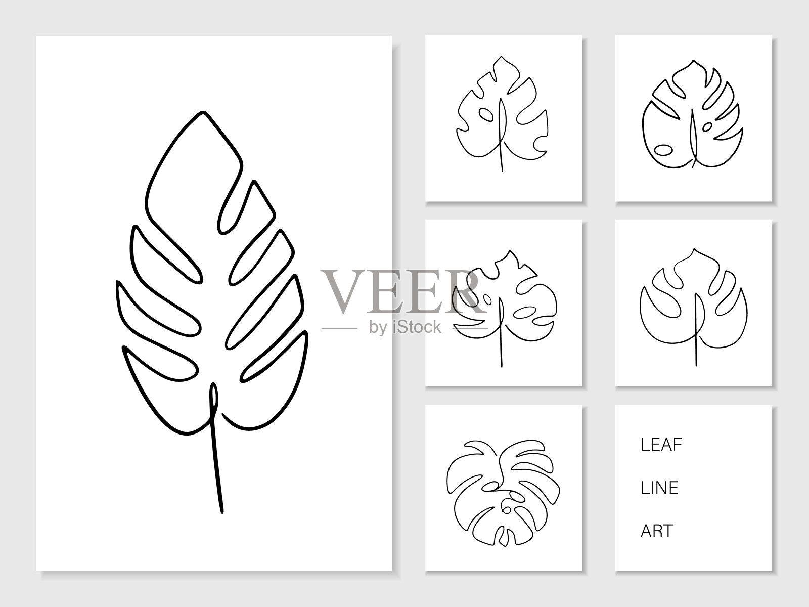 叶线艺术手绘。插画图片素材