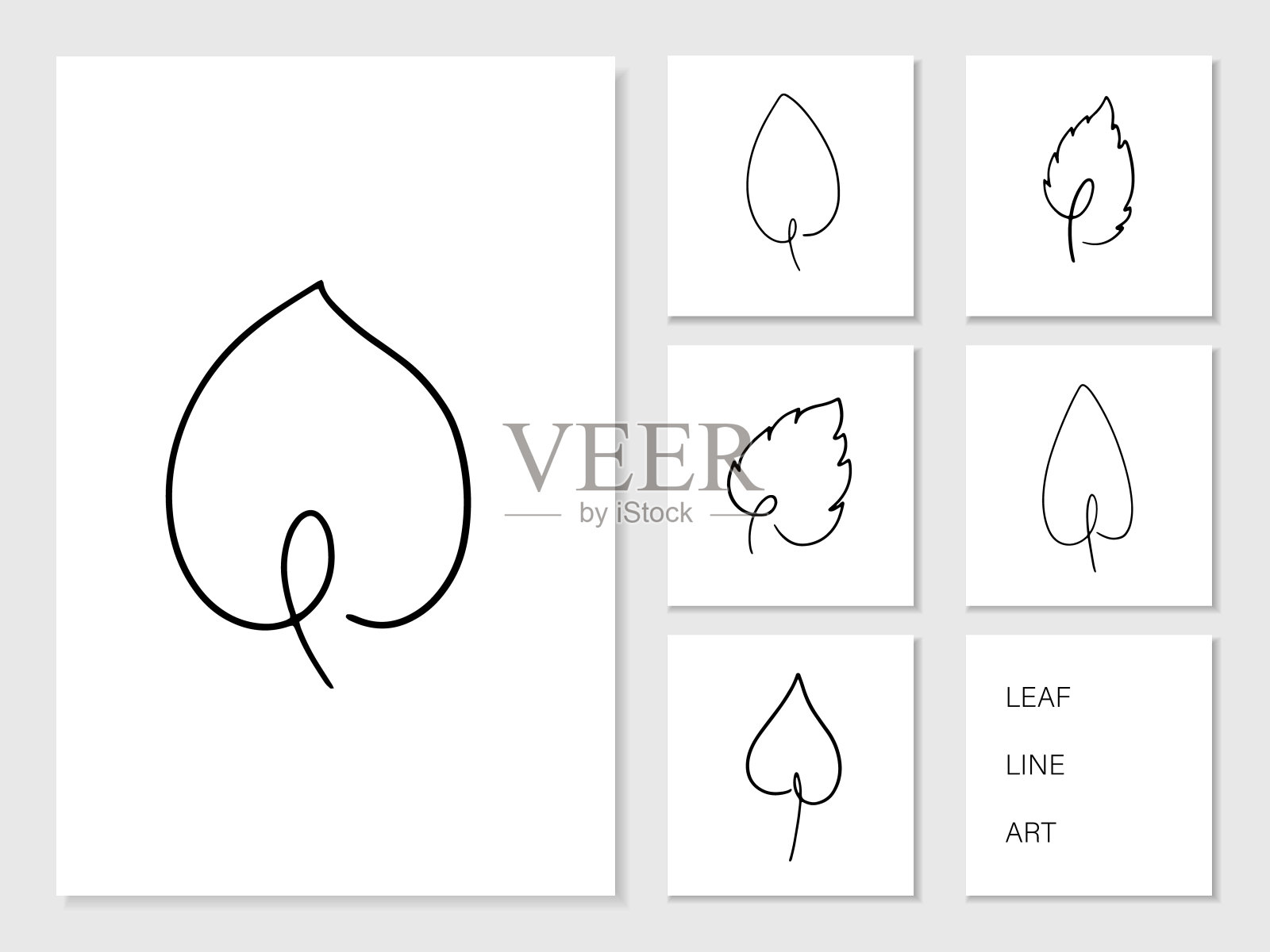 叶线艺术手绘。插画图片素材