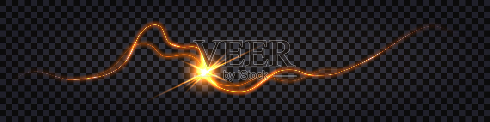 电闪雷鸣，具有放电冲击效果。黄色发光的裂纹，闪光爆炸。发光的电撞击碰撞。矢量插图，孤立的透明背景插画图片素材