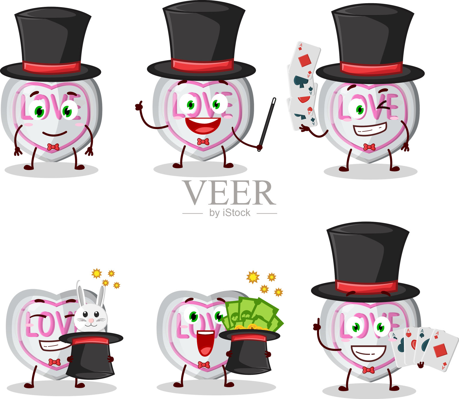 一个白色爱糖果的魔术师卡通人物插画图片素材