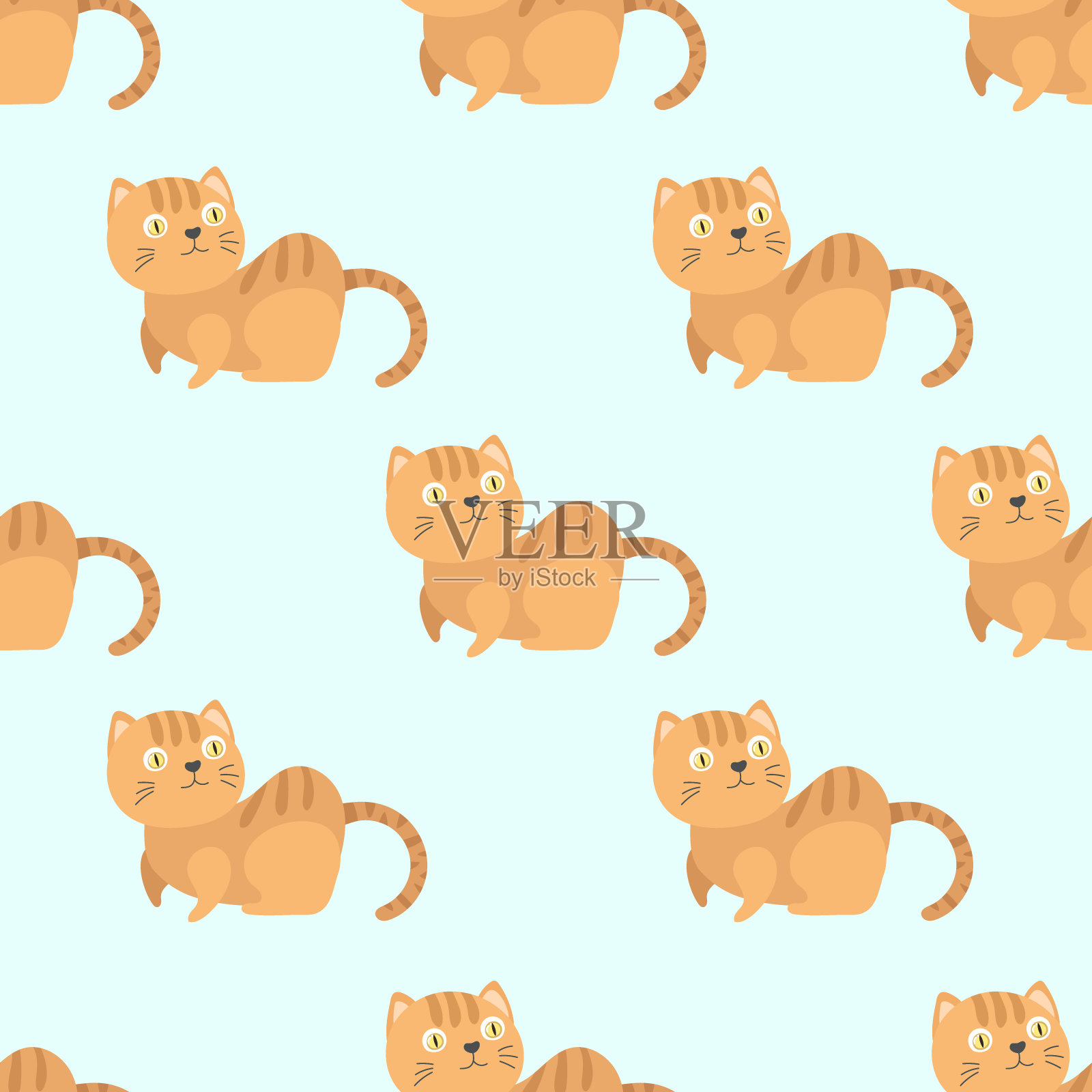无缝小猫猫卡通图案插画图片素材