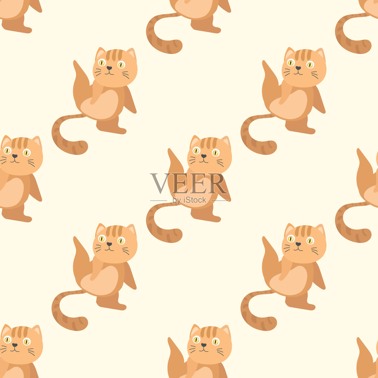 无缝的可爱小猫小猫卡通图案插画图片素材