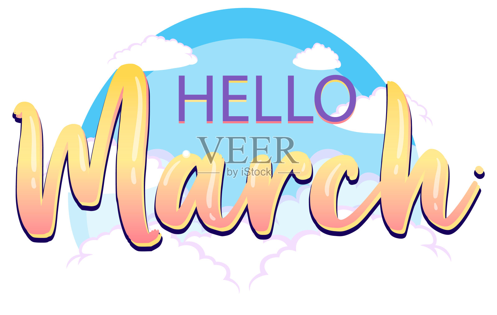 字设计hello March插画图片素材