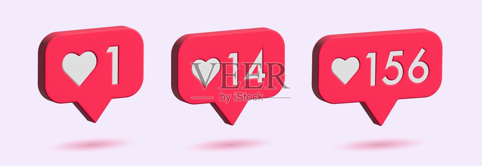 喜欢3 d。喜欢的数字。社交媒体泡沫。喜欢泡沫图标素材