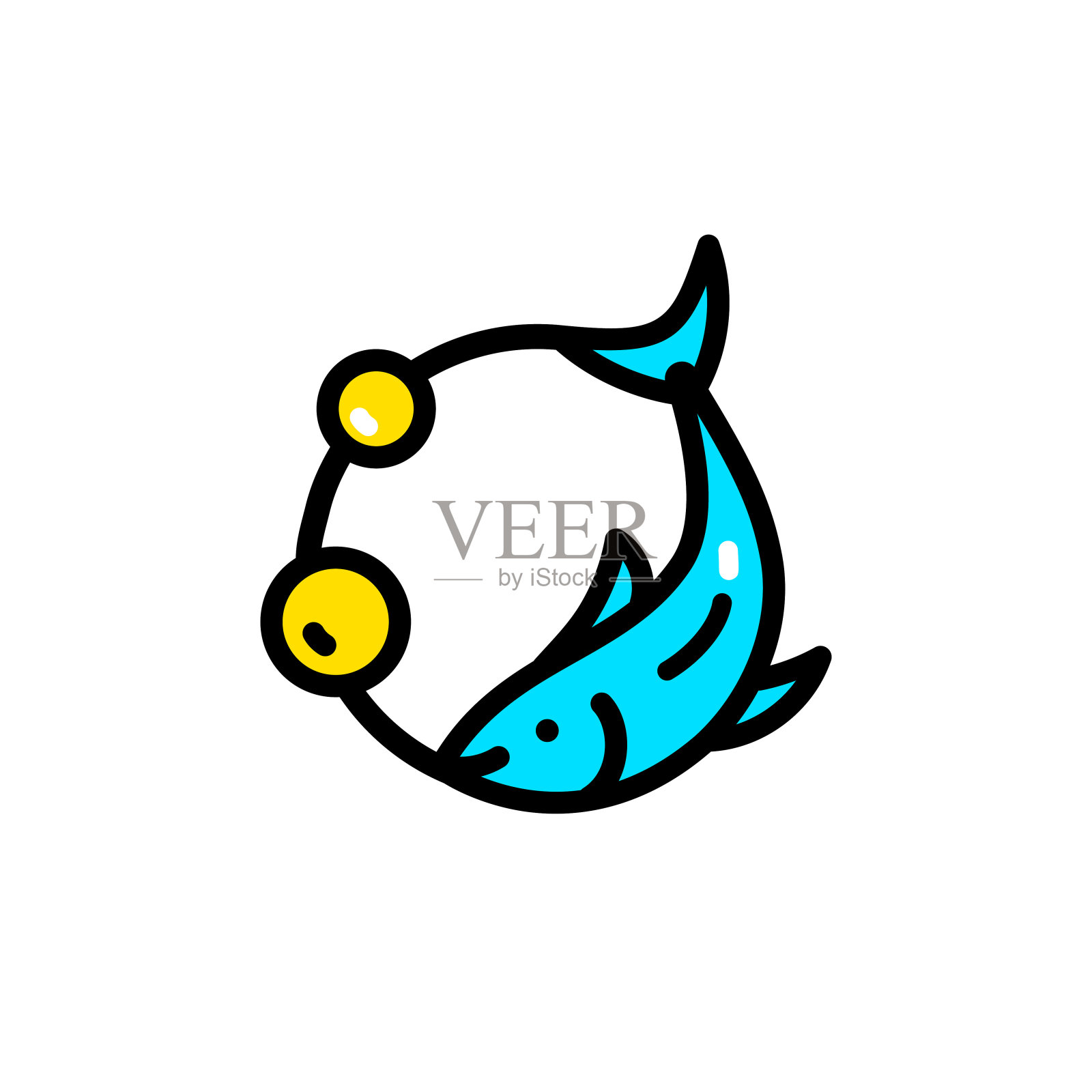 鱼油图标孤立在白色背景上。维生素- 3模板。水滴和鱼的剪影。插画图片素材