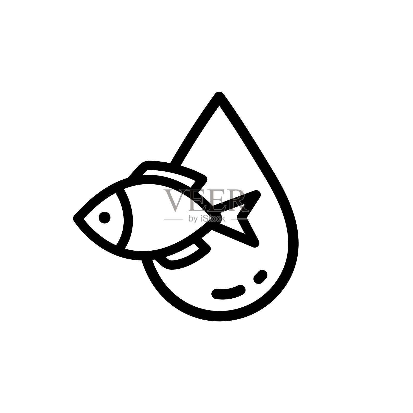 鱼油图标线符号集合插画图片素材